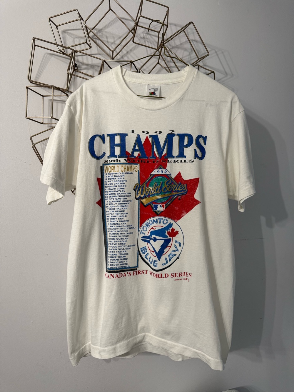 Toronto Blue Jays 1992 World Series Champs T-Shirt - White/Red/Blue